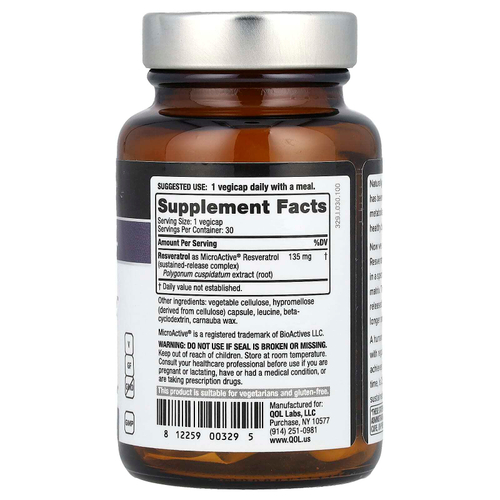 Quality of Life, Ресвератрол-SR ™, 135 мг, 30 растительных капсул