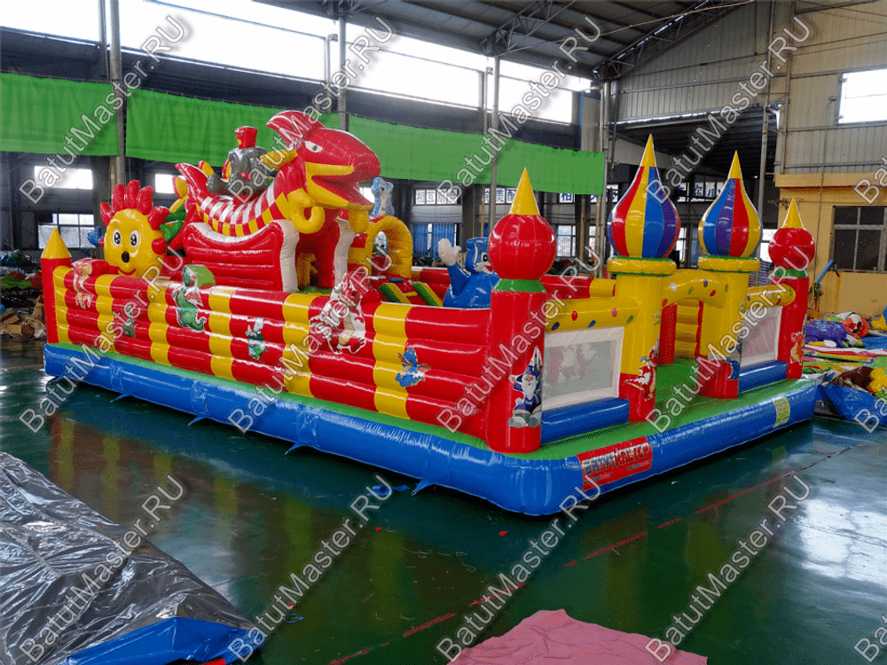 Недорогой батут "Красный дракон" 10*7*3.5 м