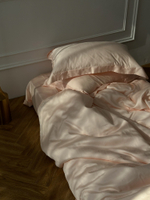 Однотонное постельное белье тенсель+хлопок | розовый