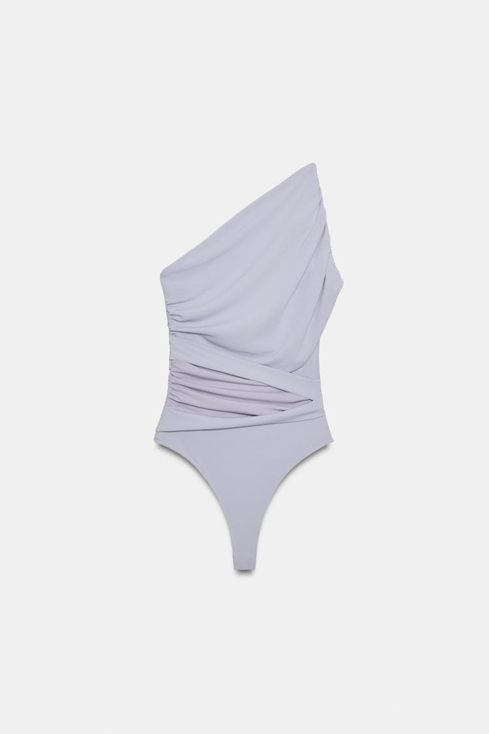 ZARA БОДИ АСИММЕТРИЧНОГО КРОЯ СО СБОРКАМИ, ЖЕМЧУЖНО-СЕРЫЙ