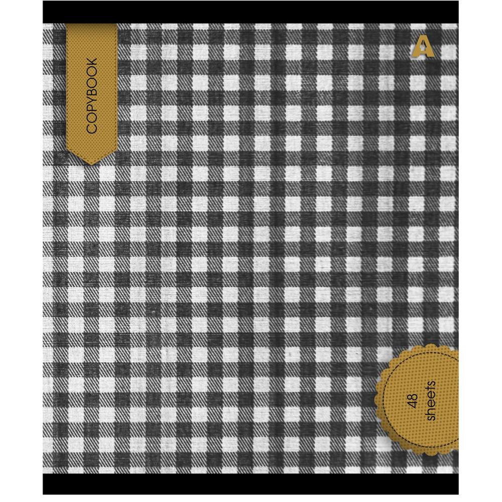 Тетрадь 48л., А5, линия, Alingar "Scotish cage. New"", скрепка, мелованый картон ( стандарт), блок офсет, 5 дизайнов в пленке т/у