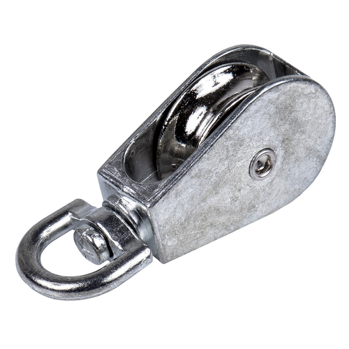 Одинарный блок с металлическим шкивом с вертлюгом цинк М20