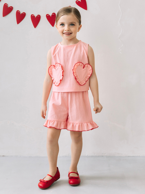 Костюм с сердечками, Розовый