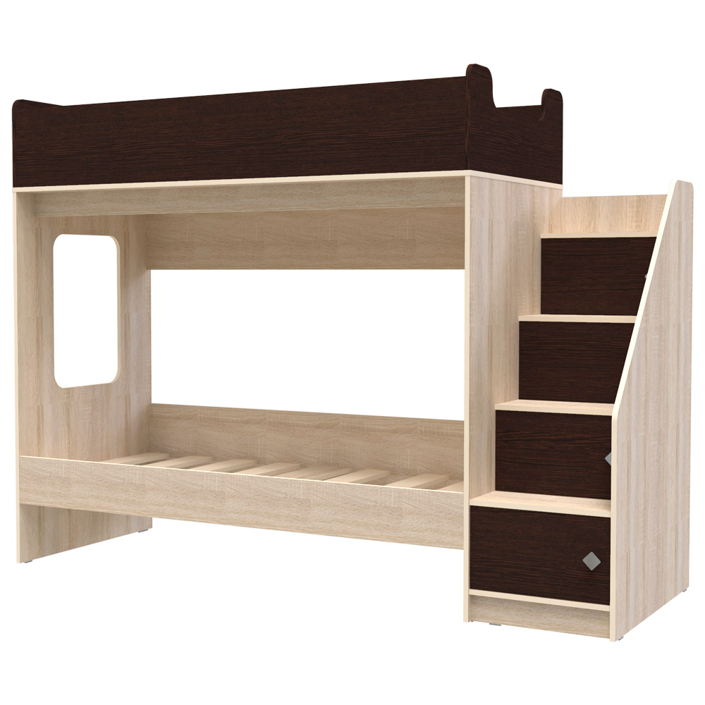 Двухъярусная кровать КарИВи Л-Д602.3 75х190 Дуб Сонома Венге
