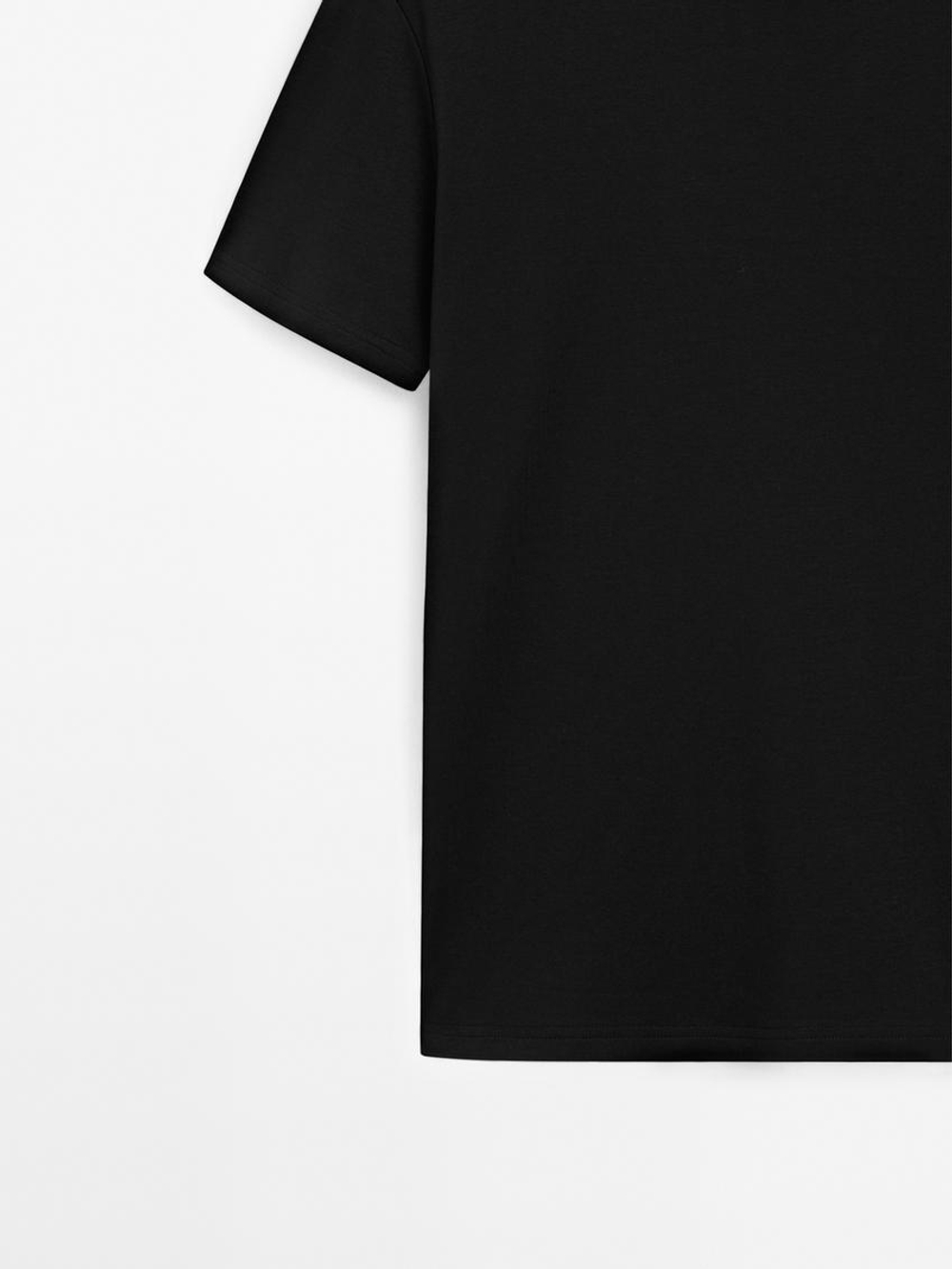 Massimo Dutti Футболка из 100% хлопка, черный