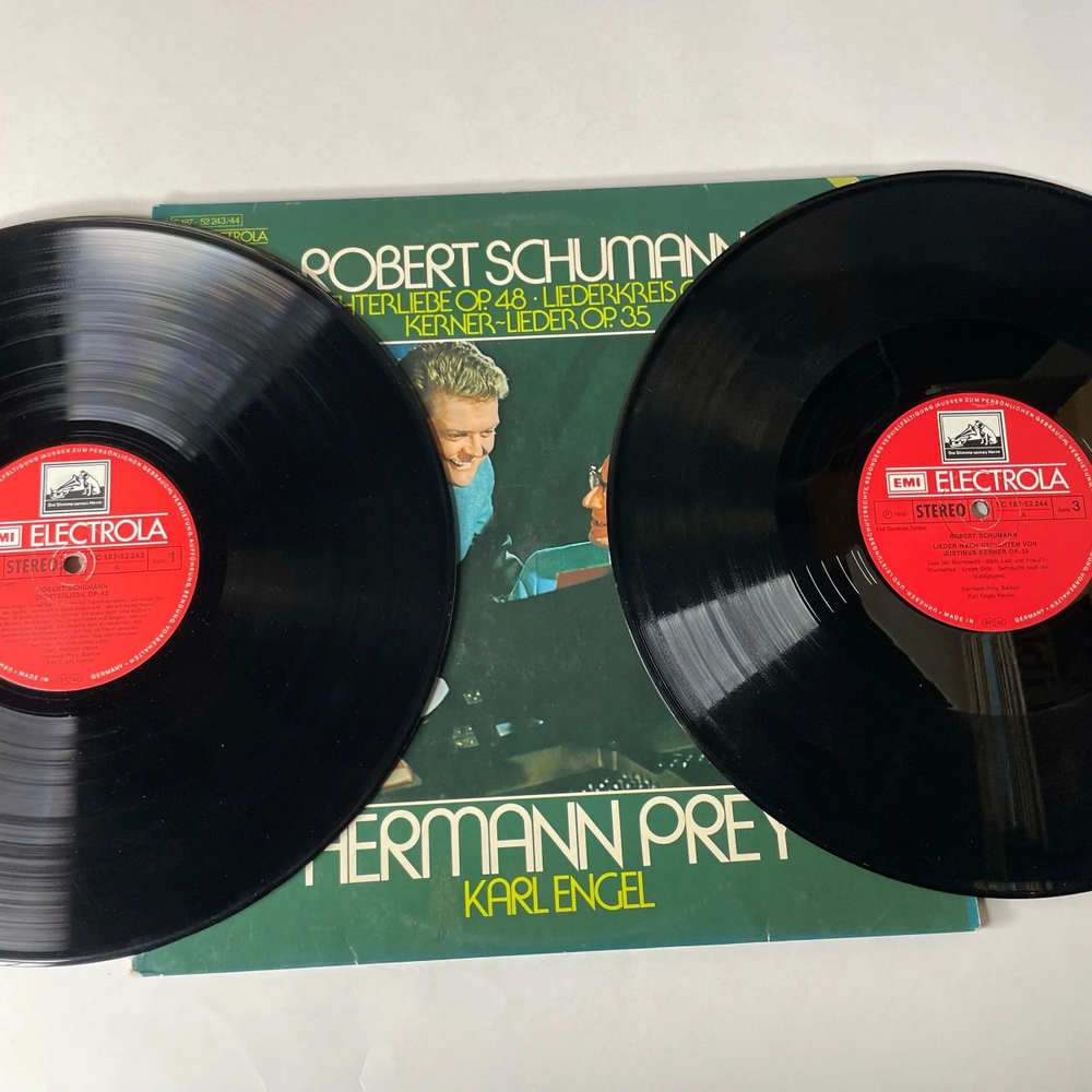 Винтажная виниловая пластинка LP Robert Schumann, Hermann Prey, Karl Engel, Dichterliebe Op.48, Liederkreis Op.39, Kerner Lieder Op. 35 (Германия 1975)