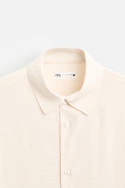 ZARA РУБАШКА С ВОРОТНИКОМ, ЭКРЮ