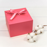 Коробка сборная 14х14х10 см с атласной лентой (Коралловый)