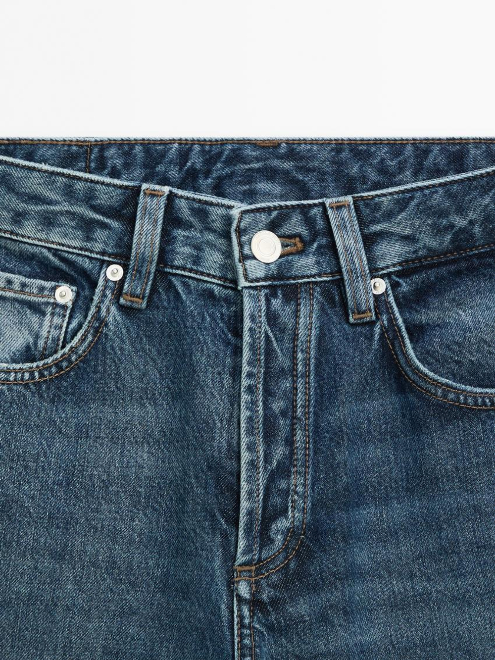 Massimo Dutti Широкие джинсы полной длины со средней посадкой, средний синий