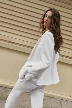 ZARA БЛЕЙЗЕР В СТИЛЕ СМОКИНГ, ЖЕЛТОВАТО-БЕЛЫЙ