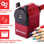 Точилка механическая BRAUBERG "JET" металлический механизм черный/малиновый (2 штуки в упаковке)