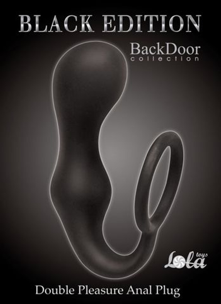 Чёрное эрекционное кольцо с анальной пробкой Double Pleasure Anal Plug