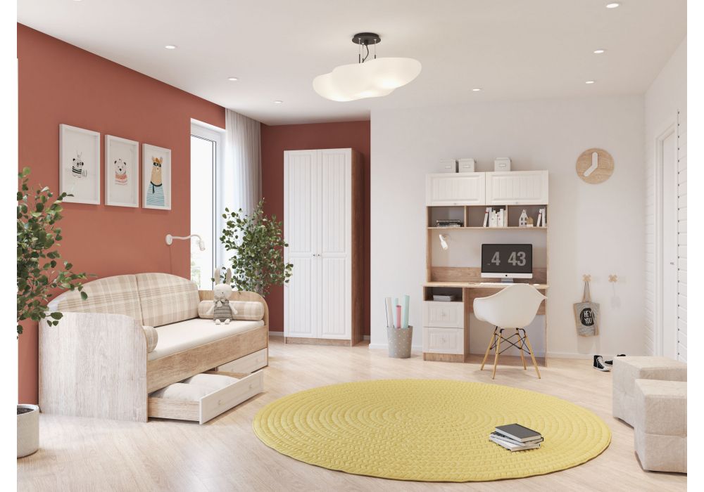 Шкаф Майя М-02 дуб баррик светлый / крем брюле