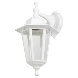 Садово-парковый светильник ЭРА НБУ 06-60-001 белый 6 гранный настенный IP44 Е27 max60Вт | Садово-парковые светильники