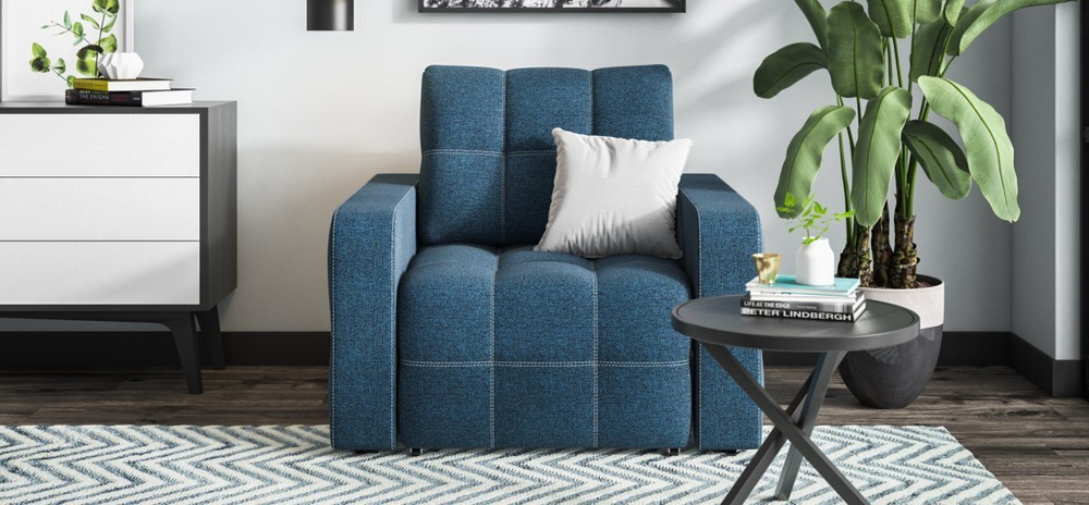 Кресло-кровать Денди Рогожка Мальмо синий