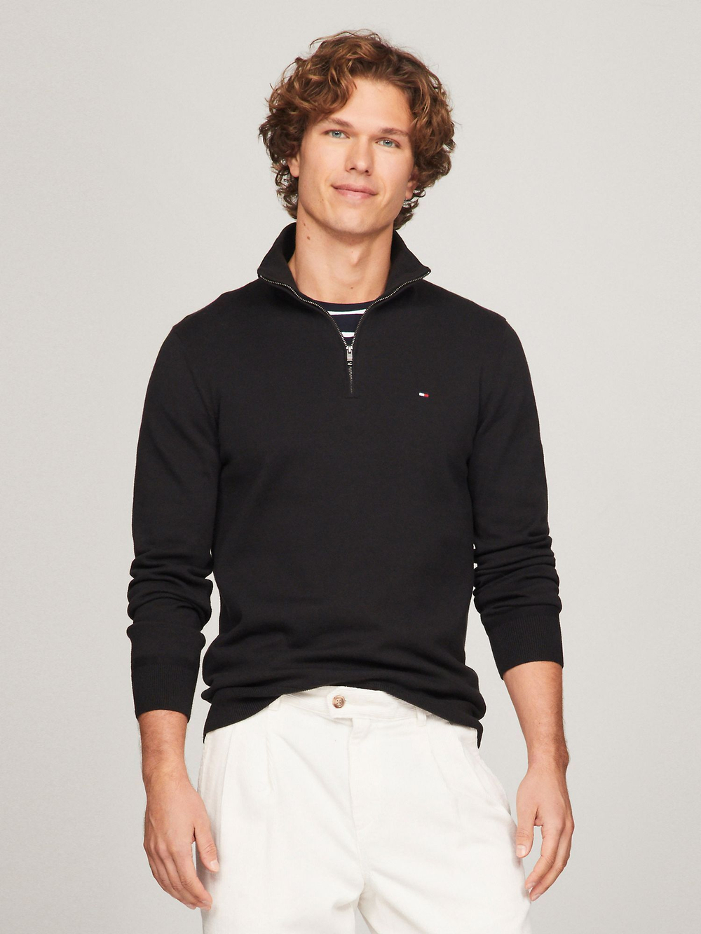 Свитер Tommy Hilfiger Solid Logo Quater-Zip Black