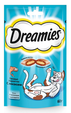 Dreamies, Лакомство для кошек, Лосось, 60 гр.