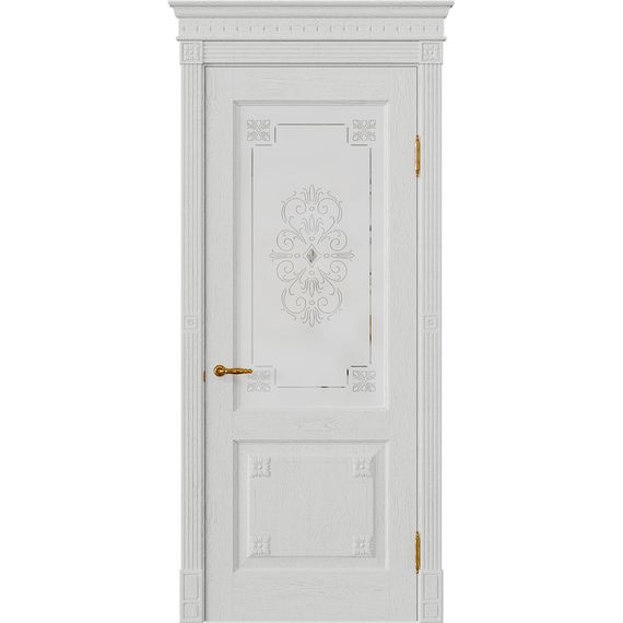 Межкомнатная дверь массив дуба Viporte Флоренция Декор бьянко остеклённая