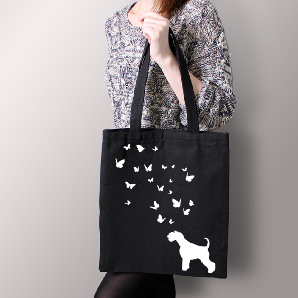 Тканевая сумка "Шнауцер и бабочки"