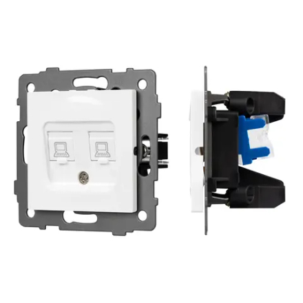 Механизм компьютерной розетки двойной SCT-MPC2-PL-WH-V (RJ-45, CAT6) (Arlight, -) 049854