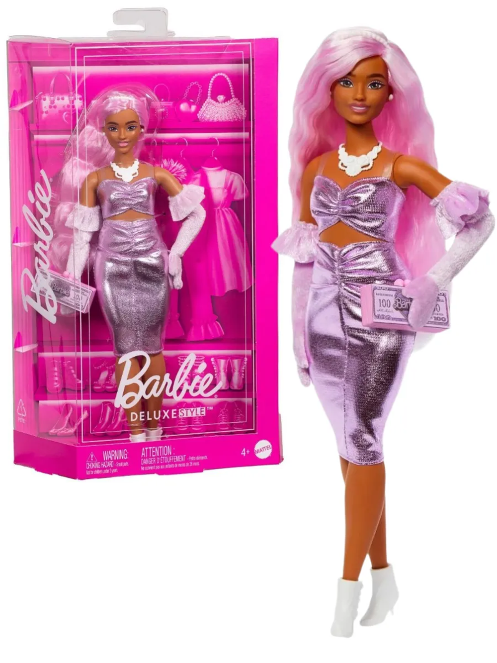 Кукла Barbie Deluxe Style HYV25 в блестящем розовом платье
