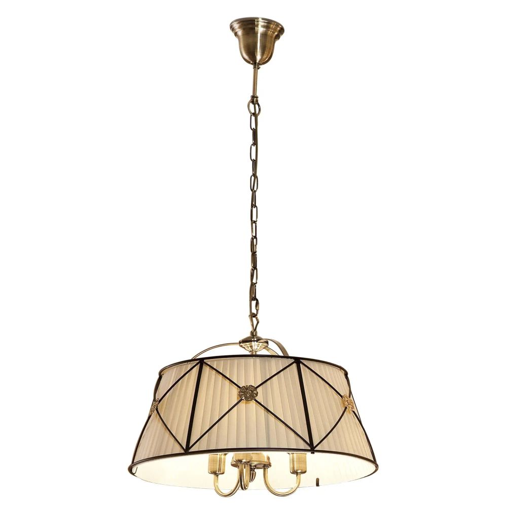 Citilux Дрезден CL409131 Люстра подвесная с бежевым абажуром Бронза