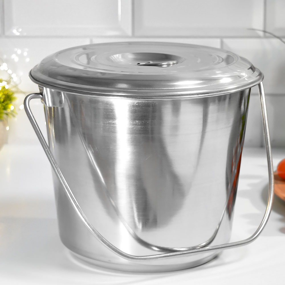 Ведро 5л нерж с кышкой, с меркой