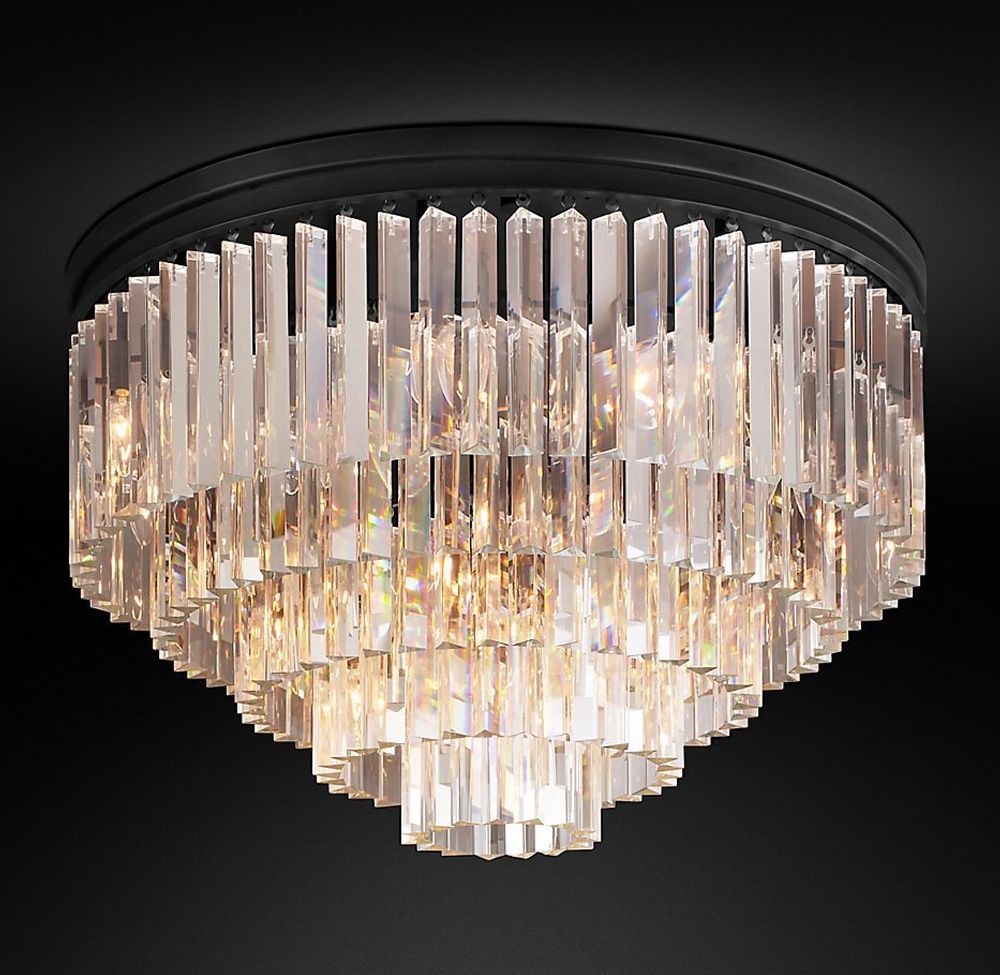 Подвесной дизайнерский светильник  1920s Odeon Clear Glass Fringe 5-Tier Flushmount by Restoration Hardware