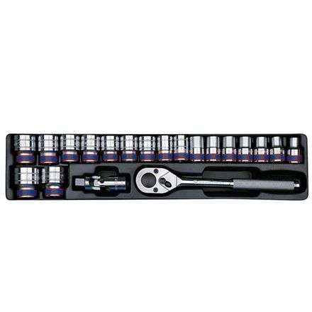 Цена на KING TONY (9-4319MR) Набор торцевых головок 1/2" с принадлежностями, ложемент, 20 предметов