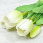 Цветы искусственные Тюльпаны букет 5шт, силикон, цвет белый