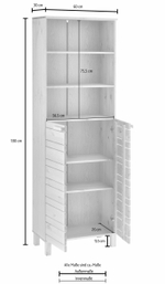 Шкаф для одежды 60х30х180, Джосси, распашной для одежды, для ванной комнаты деревянный, белый, Dipriz