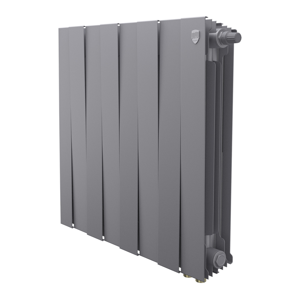 Радиатор биметаллический Royal Thermo PianoForte 500 Silver Satin 8 секций VDR (нижнее правое подключение)