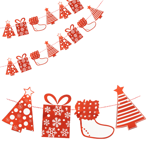 Гирлянда Новогодние елочки, Красный, Металлик, 230 см, 18*20 см, 1 упак.