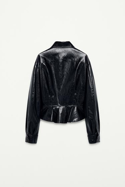 ZARA КУРТКА-ПЕПЛУМ ИЗ ИСКУССТВЕННОЙ КОЖИ — THE ITEM ZARA WOMAN, ЧЕРНЫЙ