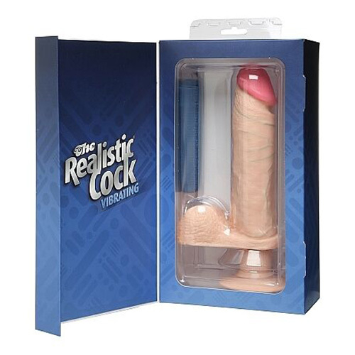 Телесный реалистичный вибратор 23,6см на присоске Doc Johnson the Realistic Cock Vibrating Dildo 1156-02-BX