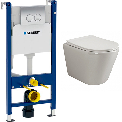 Комплект подвесной безободковый унитаз Ceramica Nova HighLight Rimless CN1804 с сиденьем микролифт + Geberit Duofix Delta 458.124.21.1