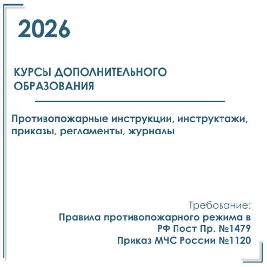 Организации дополнительного образования. Пакет документов в электронном виде по пожарной безопасности 2026