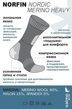 Носки Norfin T3P NORDIC MERINO HEAVY р.(45-47) XL