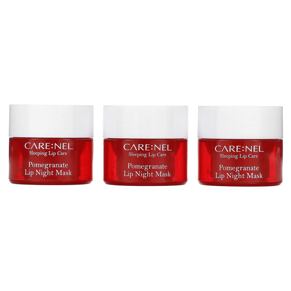 Care:Nel, ночная маска для губ, гранат, 3 шт. по 5 г