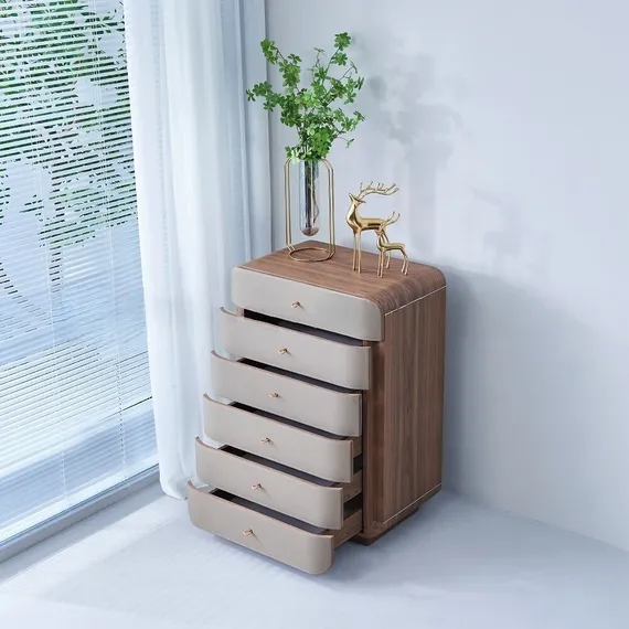 Комод SG-46, 105х59 см, бежевая экокожа, шпон ореха