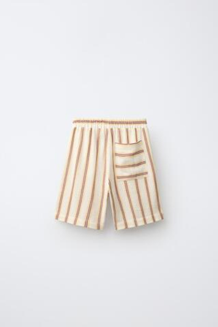 ZARA ШОРТЫ В ПОЛОСКУ ИЗ ФАКТУРНОЙ ТКАНИ, КРАСНЫЙ