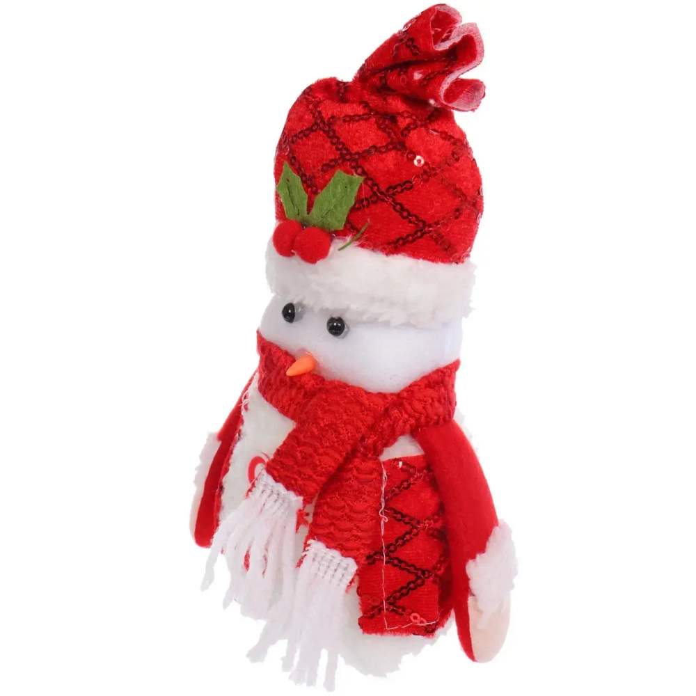 Сувенир новогодний «Новогодняя радость - Снеговичок» 12*19*6,5 см, Красный (с подсветкой)