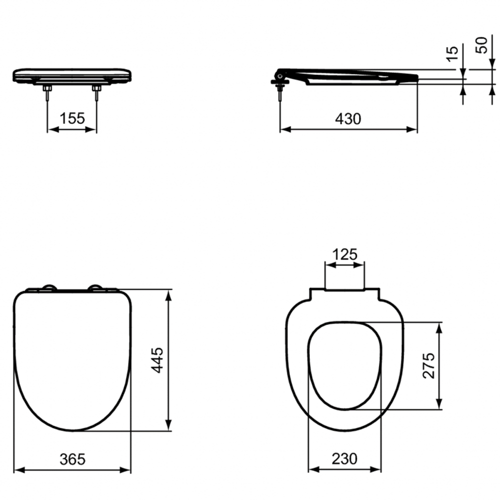 Сидение и крышка для унитаза с функцией плавного закрытия Ideal Standard i.life A T467601