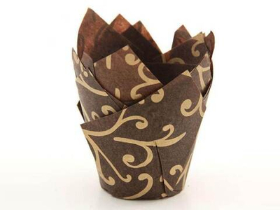 Бумажная форма для выпечки  TULIP (ТЮЛЬПАН) Коричневый с золотом 150х50мм, Экопак Россия, 1шт