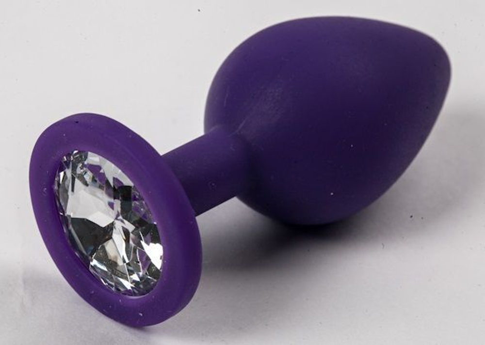 Фиолетовая силиконовая пробка с прозрачным кристаллом - 9,5 см. (Цвет: прозрачный)