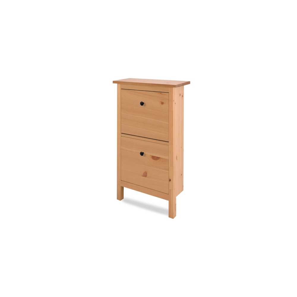 Обувница 2 ящика КЫМОР (HEMNES), 59х22х101 см, светло-коричневый