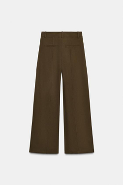 ZARA БРЮКИ С ВЫСОКОЙ ПОСАДКОЙ — ZW COLLECTION, ТЕМНЫЙ ХАКИ