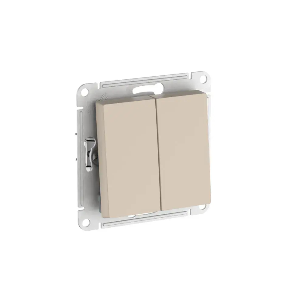ATLASDESIGN 2-клавишный ВЫКЛЮЧАТЕЛЬ, сх.5, 10АХ, мех., быстрозажим. клем., ПЕСОЧНЫЙ