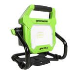 LED-прожектор с гибридным питанием Greenworks G24WL, 24V / 110-220V, 1000/2000 лм, крюк для подвеса, крепление на стену, кабель 30 см, без АКБ и ЗУ