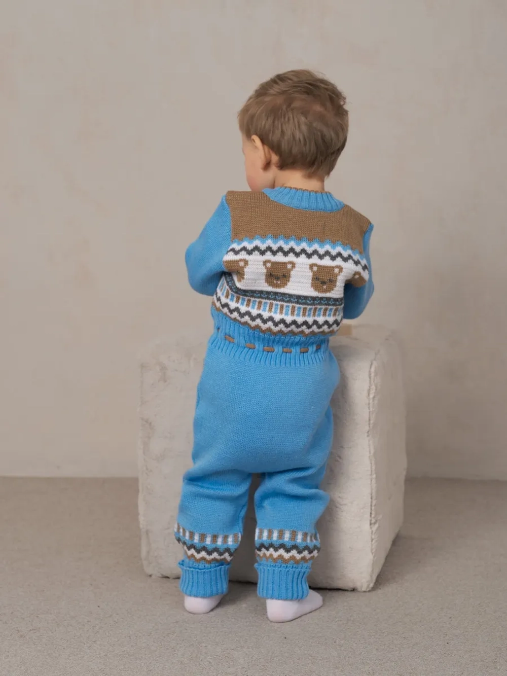 Вязаный комбинезон для новорожденных и малышей на молнии